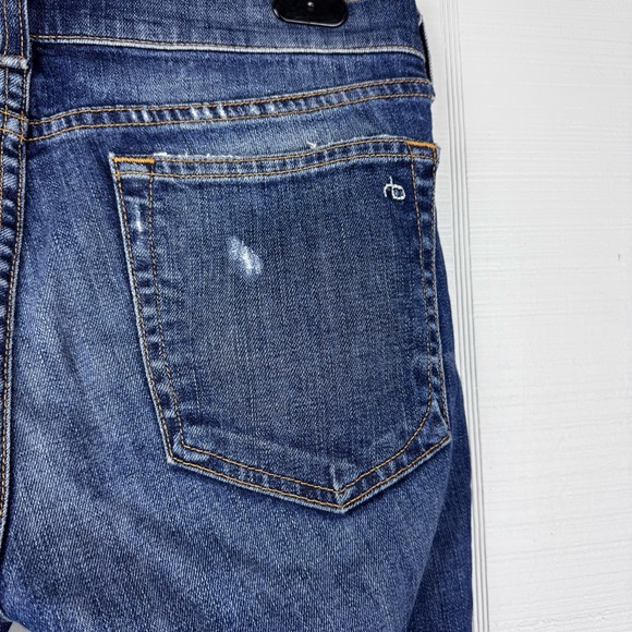 Rag & Bone Dre Colvin Blue Distressed Slim Skinny Boyfriend Jeans Low Rise 25 - Picture 6 of 8